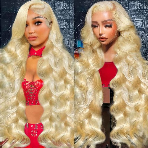 Ruaswey 30 Inch 613 13x6 Lace Front Wig Human Hair 200 Density Blonde Body Wave Lace Front Wigs Human Hair Pre Plucked Blonde Wig Human Hair 613 HD Lace Frontal Wigs