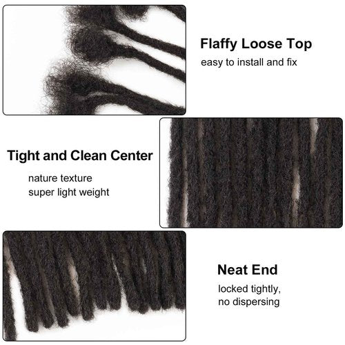 WacanDan 0.2cm Thickness 100% Human Hair Dreadlock Extensions for Men/Women 10 Inch 30 Strands Full Handmade Can be Dyed and Bleached Permanent Loc Extensions Human Hair Natural Black