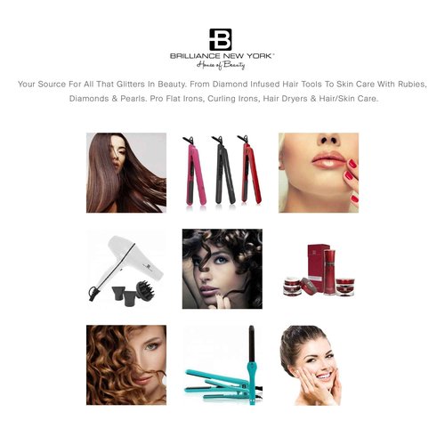 Brilliance New York Pro 1" Flat Iron & Clipless Curling Iron Duo, Black