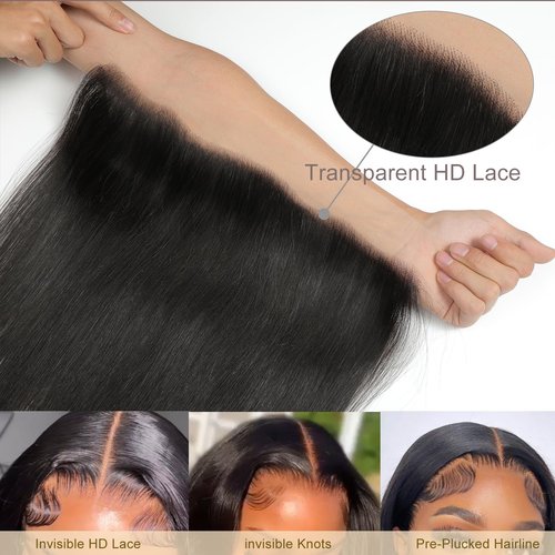 13 x 4 Lace Frontal Closure Huamn Hair Body Wave Ear to Ear HD Lace Body Wave Human Hair Closures Natural Black 10inch