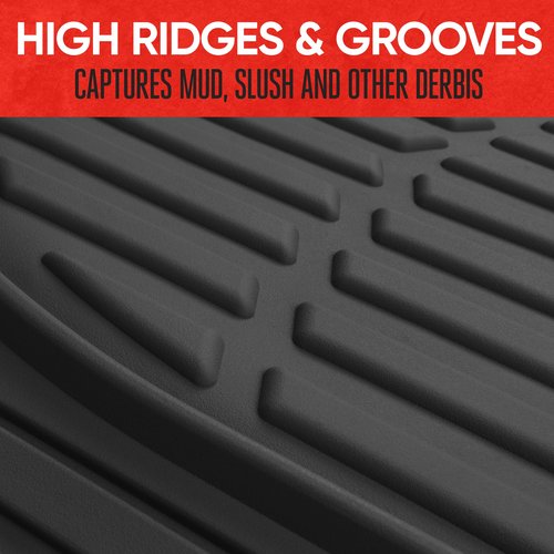 Motor Trend - MT-923-BK 923-BK Black FlexTough Contour Liners-Deep Dish Heavy Duty Rubber Floor Mats for Car SUV Truck & Van-All Weather Protection, Universal Trim to Fit