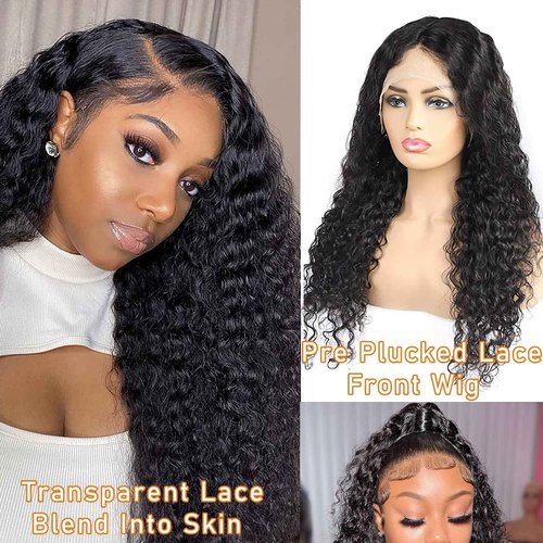 Edwad Deep Wave Lace Front Wigs Human Hair 28 inch 180 Density 13X4 HD Deep Curly Lace Front Human Hair Wig Lace Frontal Wigs for Women