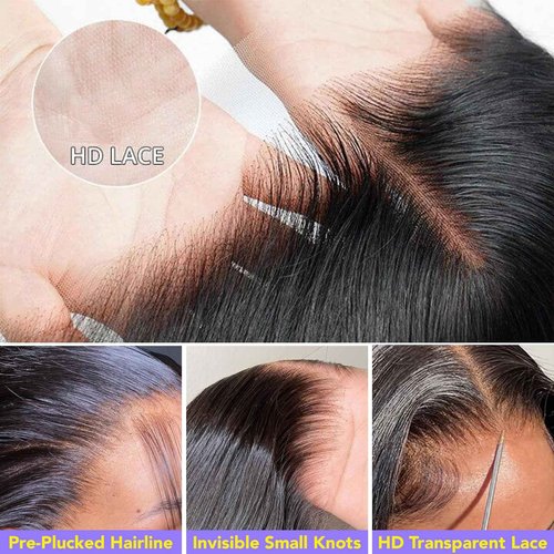 Mziio 32 Inch 13x6 Lace Front Wigs Human Hair Pre Plucked Straight Human Hair Wig 200% Density Straight HD Lace Frontal 13x6 Glueless Wigs for Women Natural Color
