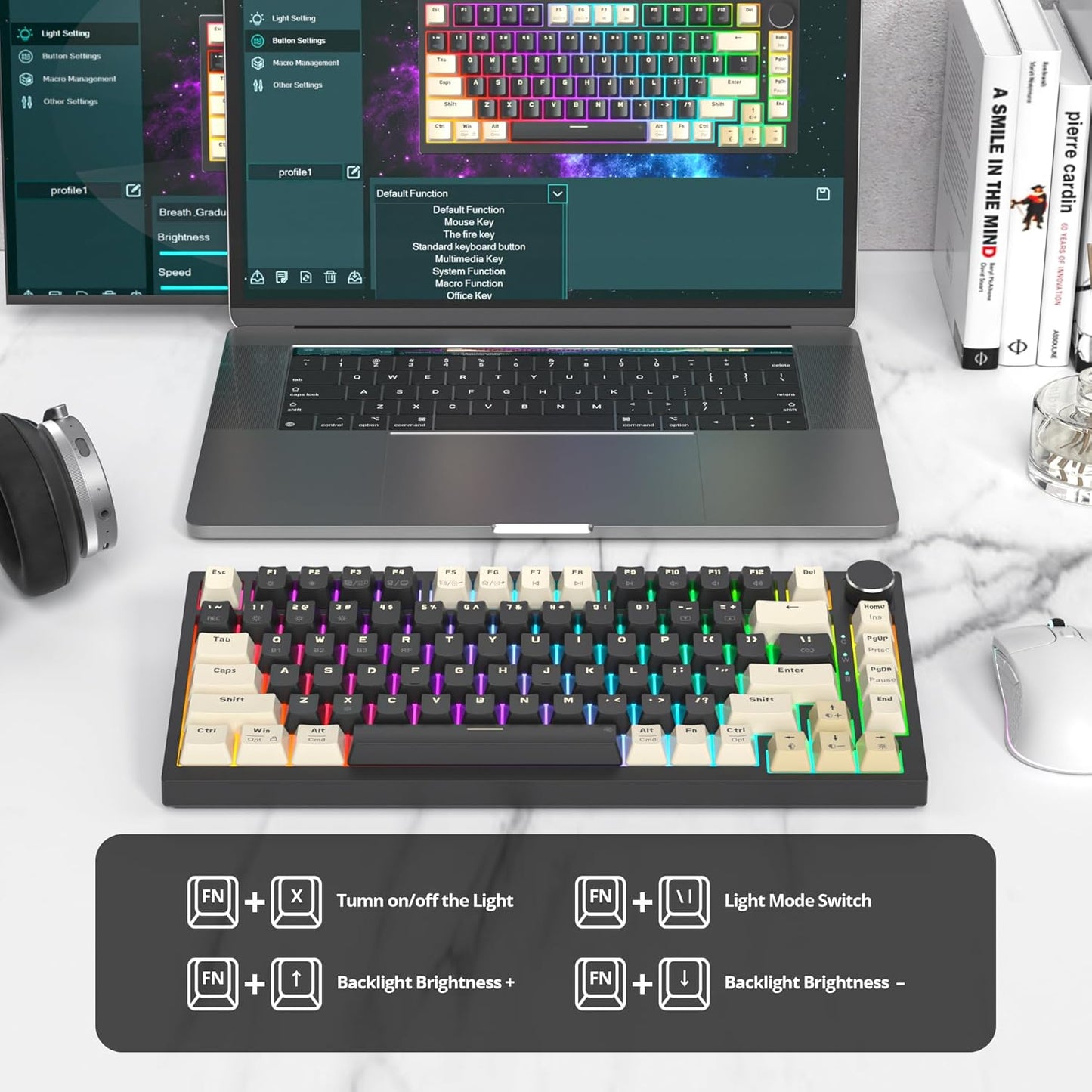 400PRO 75% Wireless Creamy Mechanical Keyboard Pink, Gasket Hot Swappable RGB Gaming Keyboard, Bluetooth/2.4GHz/USB-C Cute Keyboard with Pre-lubed Cream Grey Switches (82 Pink Cyan)