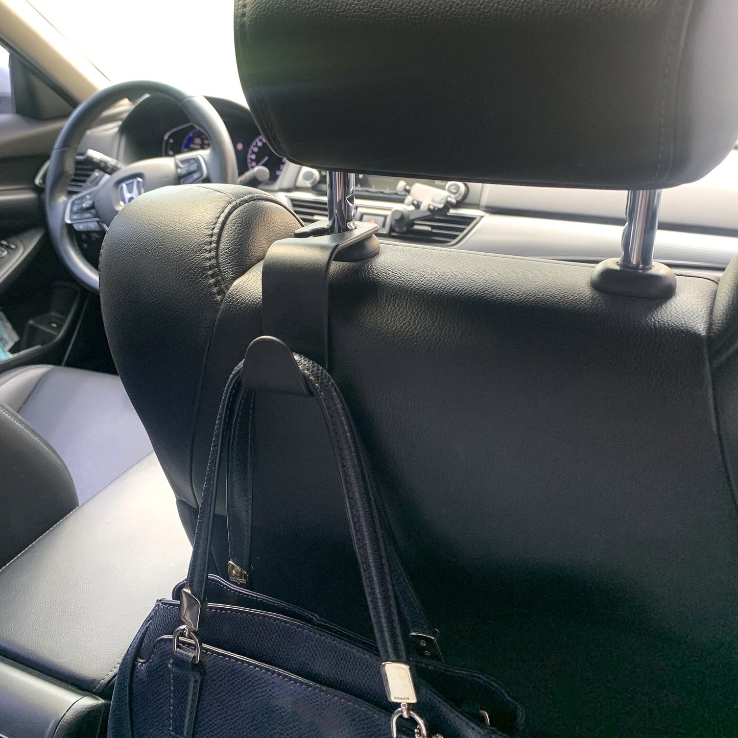 Ginsco Car Trash Can Cup Holder, 2 Pack Mini Car Trash Can with Lid, Car Accessories for Interior, Leakproof Small Trash Cup for Car, Home with Additional 2 ABS Hooks and 90pcs Trash Bags Black Golden