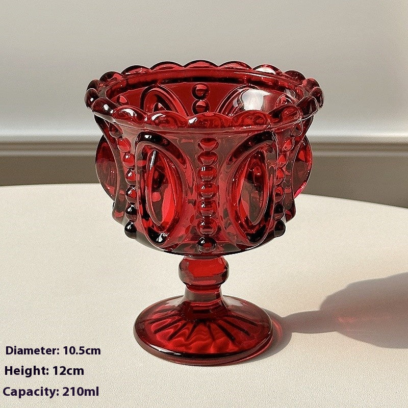 European Style Carved Glass Drinkware - 210ml Home Bar Glasses Set