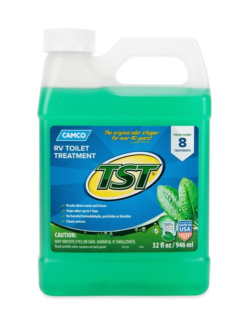 Camco TST Fresh Scent RV Toilet Treatment - Formaldehyde Free - Breaks Down Waste And Tissue - Septic Tank Safe - Treats up to 8-40 Gallon Holding Tanks (32 Ounce Bottle) (40226)