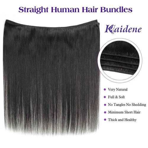 Straight Weave Bundles Human Hair Glossy Hair Bundles 22 24 26 Inch Brazilian Virgin Raw Human Hair Bundle for Quick Weave Sew In Soft and Thick Weft Hair Extensions for Women