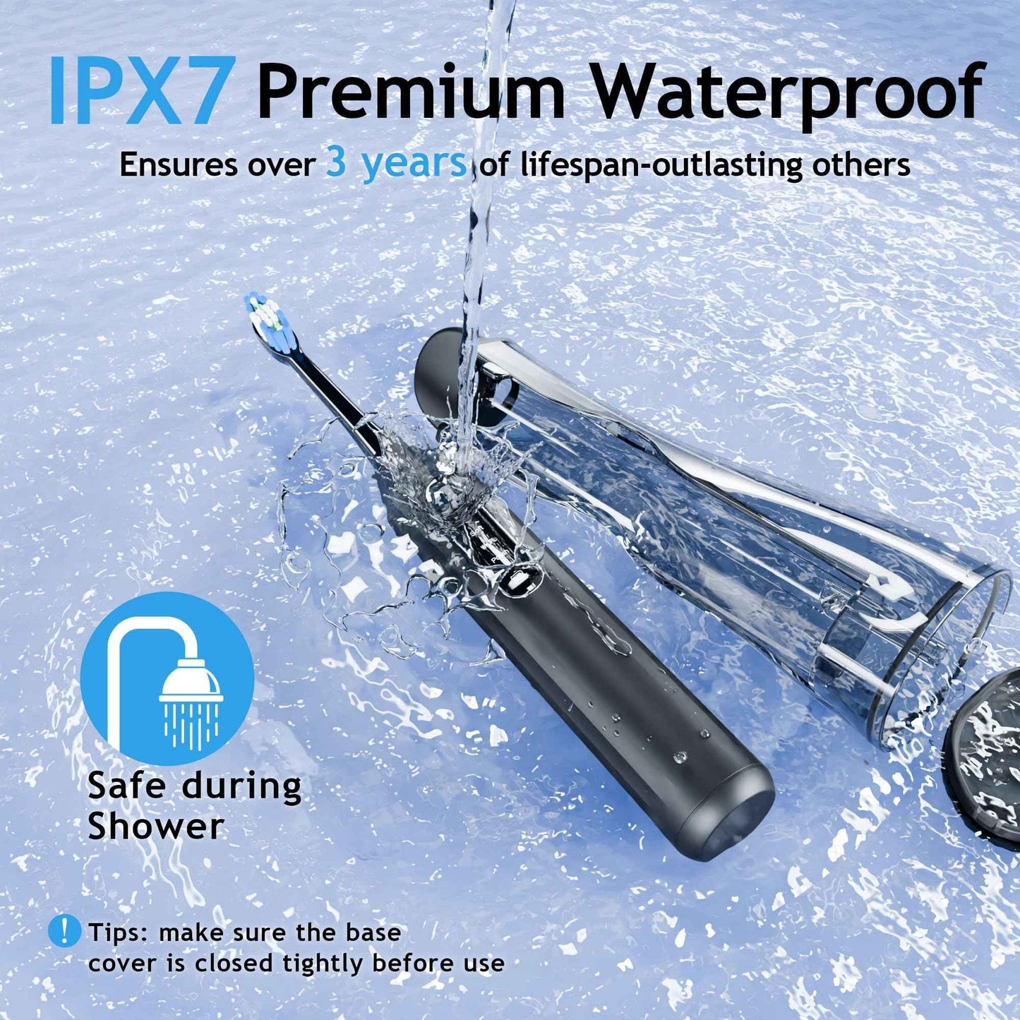 Pinkart 3 in 1 Electric Toothbrush with Water Flosser Combo for Adults, Toothbrush Flosser Combo in One, 8 Brush Heads, Flosser Tip, 180ML Water Tank, Rechargeable Portable Oral Irrigator (Black)