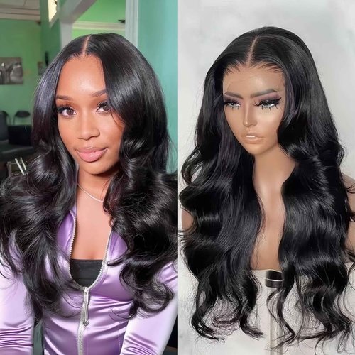 LONREAW Body Wave Lace Front Wigs Human Hair 200 Density 13x6 HD Lace Frontal Wigs Human Hair Pre Plucked Natural Color 22 Inch