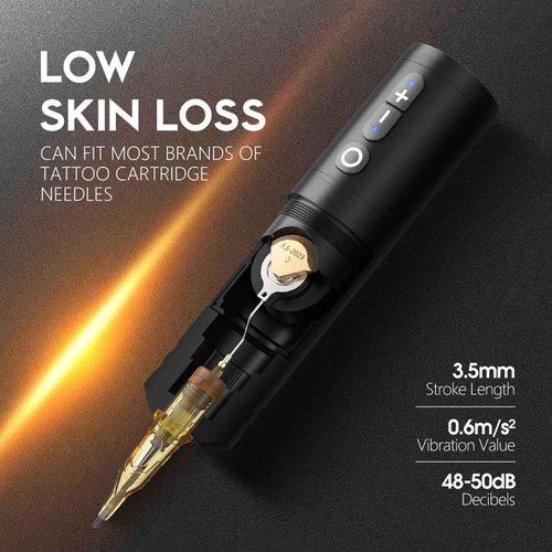 Ambition Ninja Max Wireless Tattoo Machine Rotary Cartridge Battery Pen with 2400mAh Power Supply Coreless Motor Digital LCD Display Tattoo Gun for Professionals Tattoo Artists