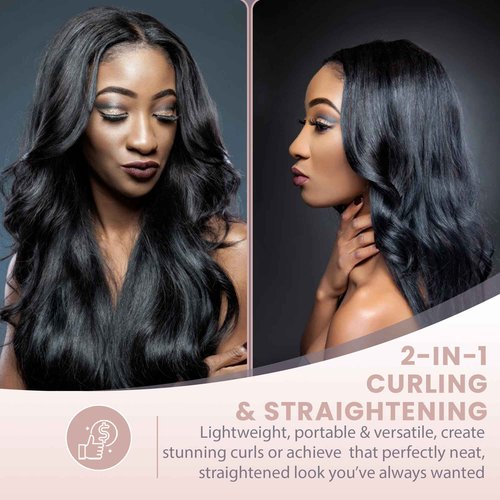 Liselle Beauty Products Ebony Edition Flat Iron Hair Straightener – 1.25-inch Wide Titanium Straightener Iron All Hair Types – Fast Heating Travel Iron for Smooth, Frizz-Free