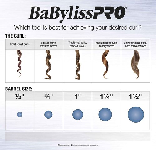 BaBylissPRO Porcelain Ceramic 1 Inch Curling Iron, Hair Styling Tools & Appliances, BP125S