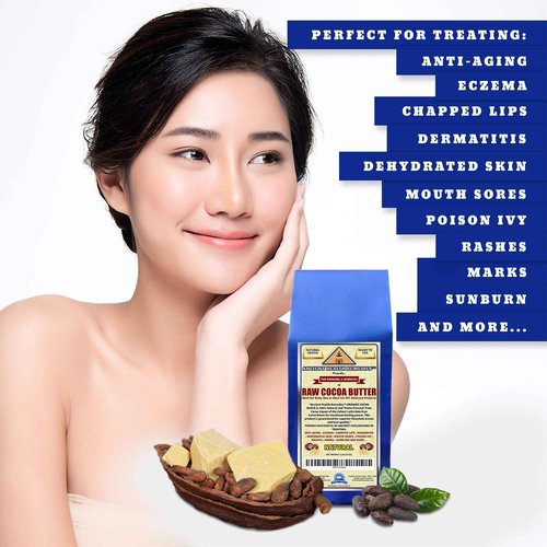 ANCIENT HEALTH REMEDIES Organic Unrefined Raw NATURAL COCOA (CACAO) BUTTER BLOCK Bulk Size Rich Chocolate Aroma For Lip Balms DIY Base for Body Butter (16oz)