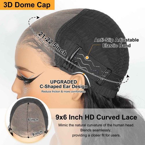 JuneMet Side Part Layered Curtain Bangs Wig Human Hair 9x6 Glueless Wigs Human Hair Pre Plucked Pre Cut Loose Body Wave 220 Density HD Lace Clourse Front Wigs with Bangs for Black Women 14 Inch