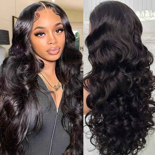 WZOWZO Glueless Wigs Human Hair Pre Plucked Pre Cut 5x5 HD Lace Closure Wigs Human Hair 180% Density Wear and Go Body Wave Lace Front Wigs Human Hair for Women 28 Inch