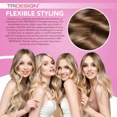 TRI Design Aerogel Hairspray - Hair Finishing Spray for Styling, Volumizing and Holding Curly Hair with Flexible Hold - For Women and Men - Pack of 3 (10.5 oz)