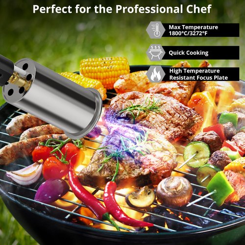 Sondiko Powerful Grill & Cooking Propane Torch L8010, Sous Vide, Campfire Starter, Adjustable Wood Torch Burner for Searing Steak, BBQ, Welding(Blue & Black) Propane Tank Not Included