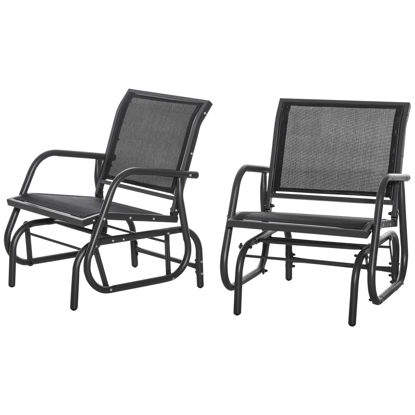 2-Piece Outdoor Glider Rocking Chair Set - Black