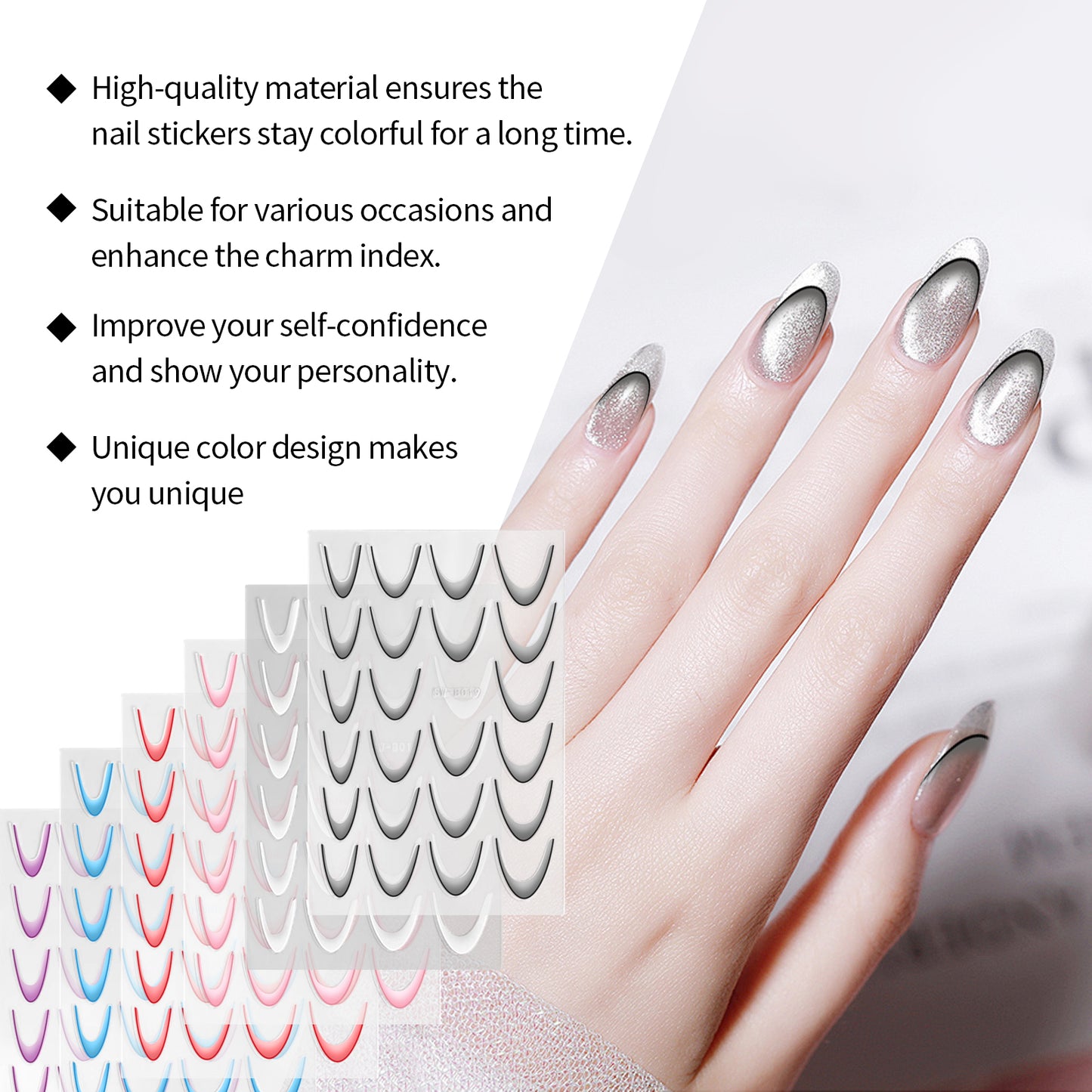 French Gradient Adhesive Nail Stickers - 23 Patch Set