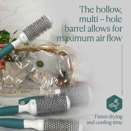 Round Brush Set for Blow Drying and Styling - Ceramic Ionic Thermal Brushes, Wet Hair Brush Bundle with Travel Bag for Women and Men