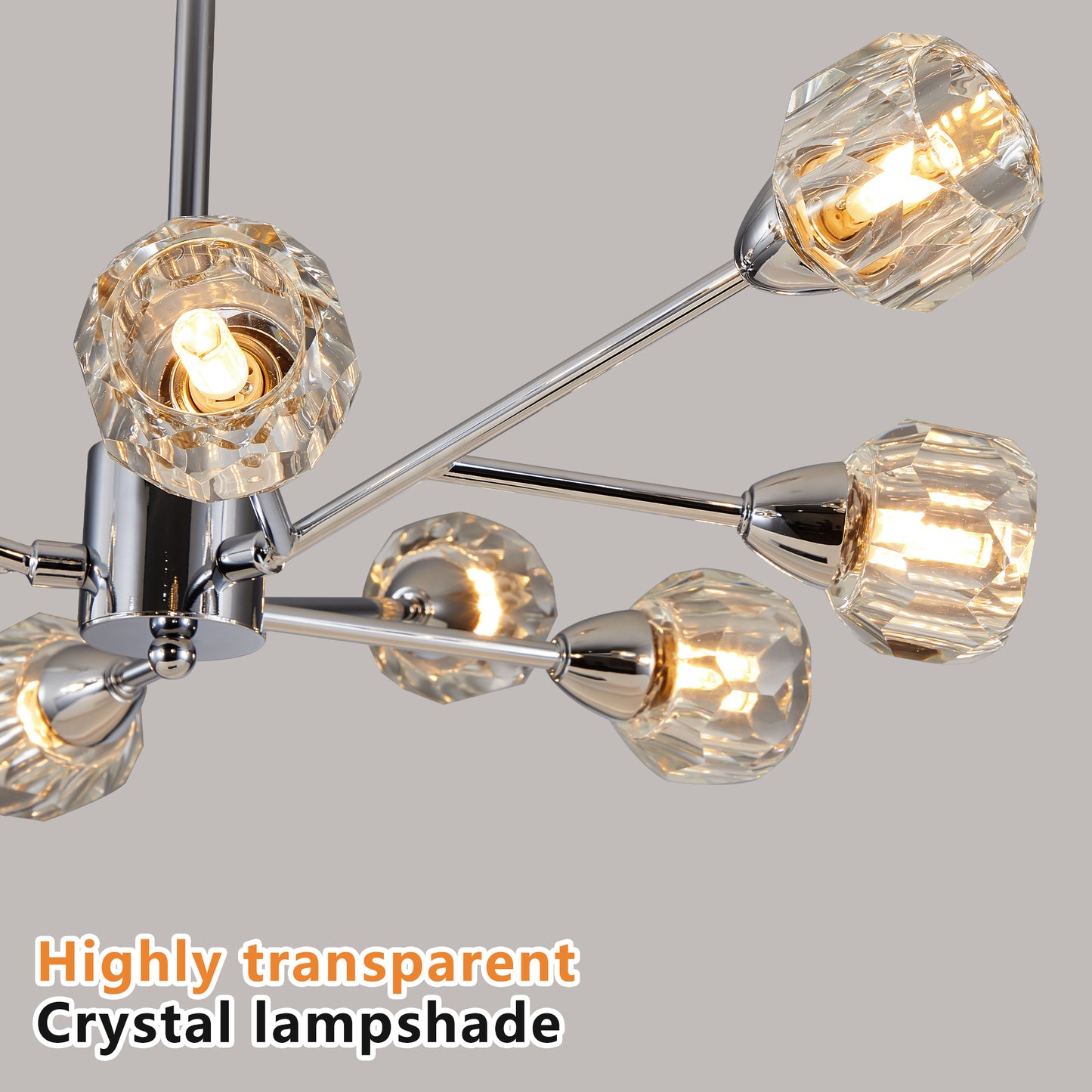 Modern Crystal Chandelier - 9-Light Chrome Fixture for Living Room & Dining Room