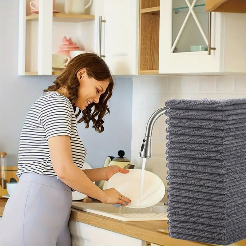 Lint-Free Microfiber Kitchen Cleaning Cloth - Oilproof & Decontamination - 25x25cm