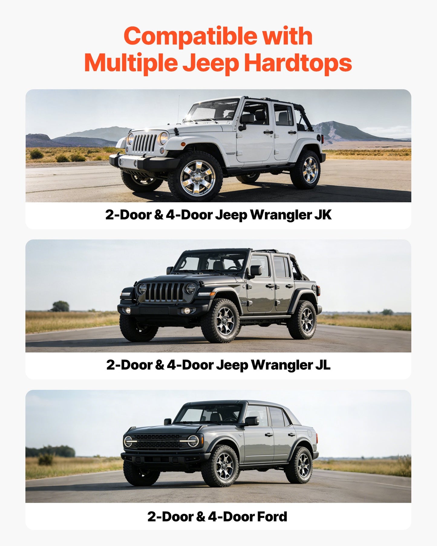 Jeep Hardtop Removal Lift with Anti-Drop System - Supports 220 lbs, Black