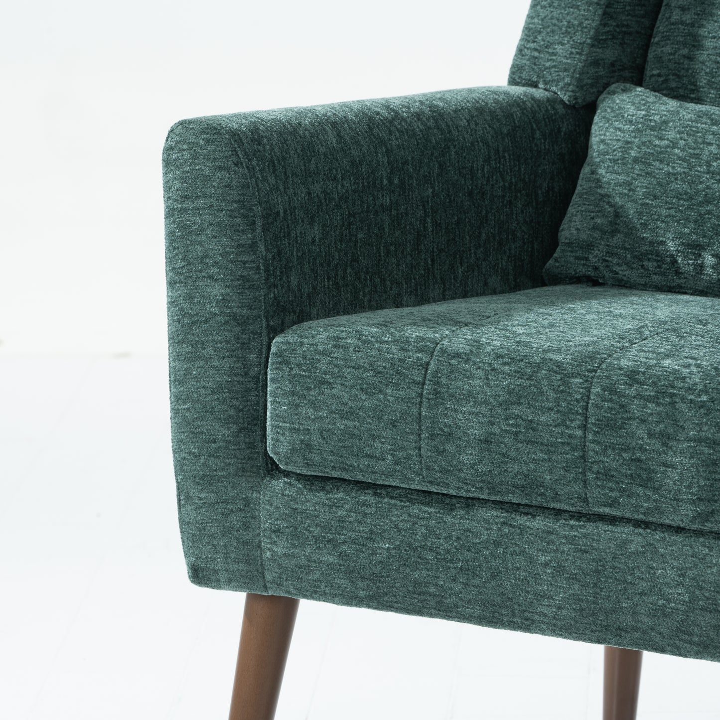 Modern Chenille Accent Chair with Pillow - Blackish Green