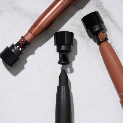 Finishing Touches Kit: Baked Balance-n-Brighten Powder Foundation, Fair + Airbrush Kabuki + Jelly Balm Tinted Lip Balm, Figger Than Life + Kajal Eyeliner, Dark Brown + Kajal Mascara