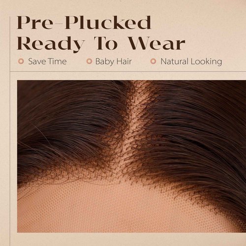 Chocolate Brown Lace Front Wig 30 Inch Glueless Lace Front Wigs Pre-Plucked Straight Hair HD Synthetic Wig (Chocolate Brown, 30 Inch)