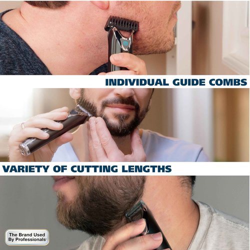 WAHL USA Stainless Steel Lithium Ion 2.0+ Slate Beard Trimmer for Men - Electric Shaver, Nose Ear Trimmer, Rechargeable All in One Men's Grooming Kit - Model 9864