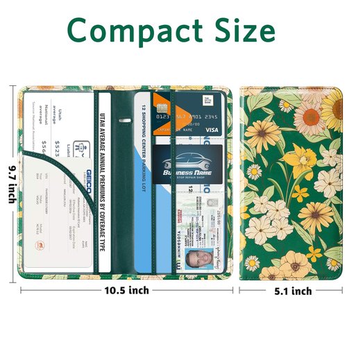 CoBak Car Registration and Insurance Holder - Vehicle Glove Box Car Organizer,Auto Truck Comparment Accessories Case with Magnetic Closure for Driver License,Cards