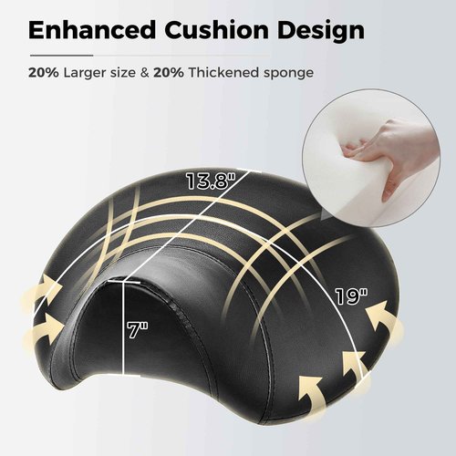 BEWISHOME Saddle Stool with Wheels, Swivel Adjustable Rolling Stool, 450lbs Heavy Duty PU Leather Wide Thick Seat Padding Ergonomic Chair for Beauty Salon Spa Clinic(Black) BMD01B