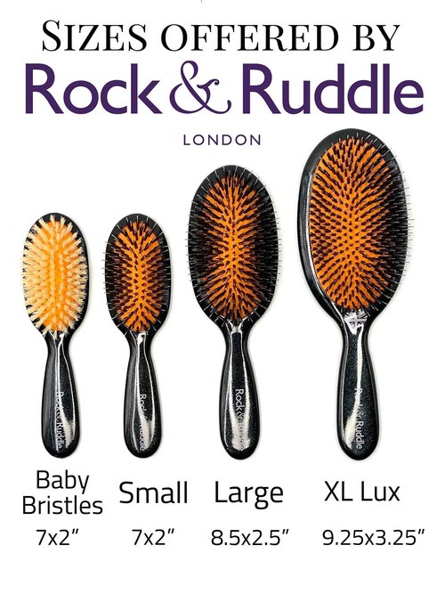 Rock & Ruddle Natural Mixed Boar Bristle Hair Brush for Women and Kids (Large, 21 cm) - Perfect for Wet or Dry Hair, Detangling Smoothing Blowdrying - Designed & Made in UK - Gold Design