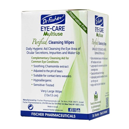 Dr. Fischer Eye Wipes - Hypoallergenic Eyelid Wipes for Everyday Eye Cleansing and Gentle Makeup Remover. (6 packs of 30 wipes each)