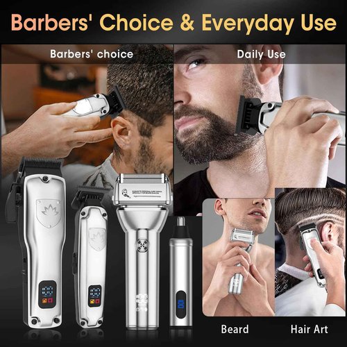 QREEYX Professional Hair Clippers for Men, Cordless Hair Clippers T-Blade Trimmer Nose Hair Trimmer Electric Shaver Set, Haircut Grooming Kit with LED Display, for Barber, Ideal Gift for Him