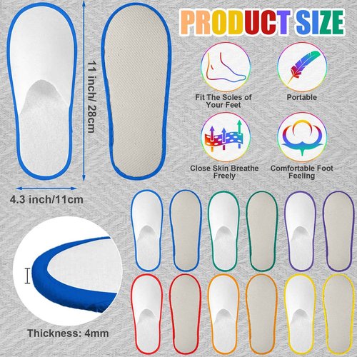 Cheecen 60 Pairs Disposable Slippers Bulk Non Slip Velvet Spa Slippers Soft Closed Toe Thick Travel Slipper for Guest Hotel Indoor House Home Wedding Bedroom Rainbow Gay Pride Party Supplies