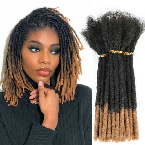 6-18 Inch Dreadlock Extensions Human Hair Fully Handmade Human Hair Dreadlock Extensions for Man/Women Locs Extensions Human Hair Can Be Dyed Bleached Curled… (16Inch-30Strands, 0.6CM Width-1B/30#)