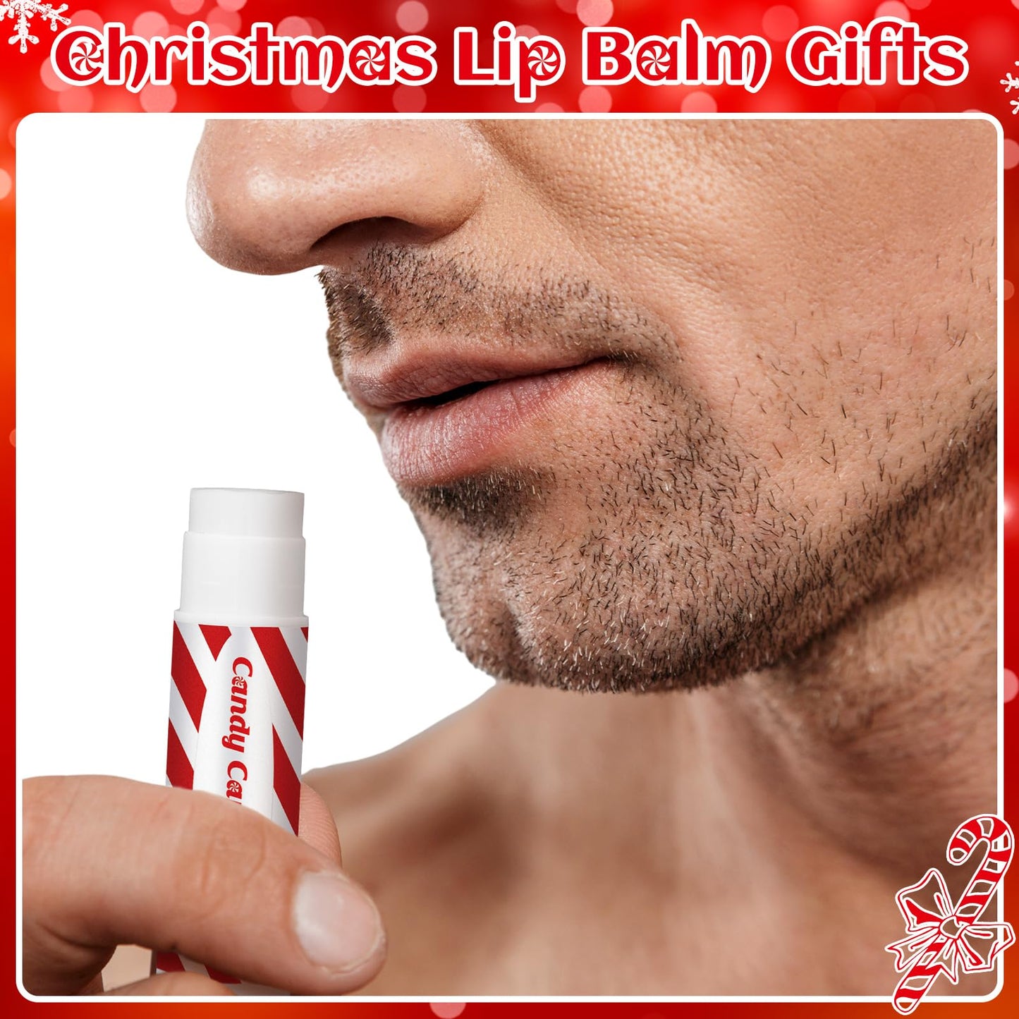 100 Pack Christmas Lip Balms Bulk Christmas Candy Peppermint Cane Scented Holiday Flavor Lip Balm Gifts Xmas Party Gifts Bulk Xmas Items Stocking Stuffers for Women Men Staff Employee (Candy)