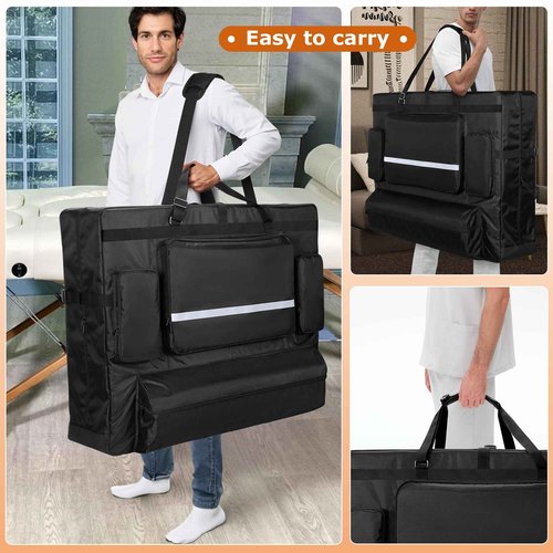 LUXJA Massage Table Bag Fits 24” to 30” Width Folding Massage Table, Massage Table Carrying Case with Accessory Pockets (Bag Only), Black