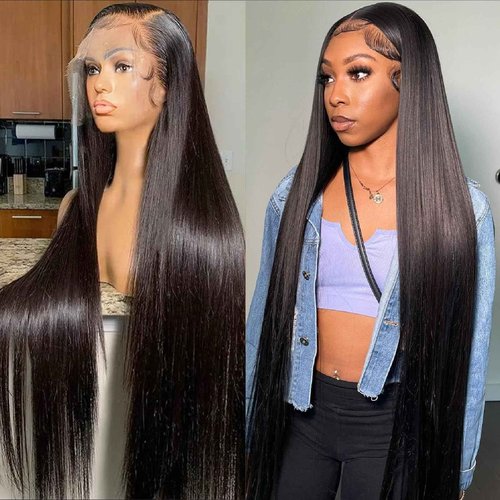 UKOWN 13x6 Lace Front Wigs Human Hair 28 Inch Straight HD Transparent Lace Front Wigs Human Hair Pre Plucked Natural Color 200 Density With Baby Hair for Women