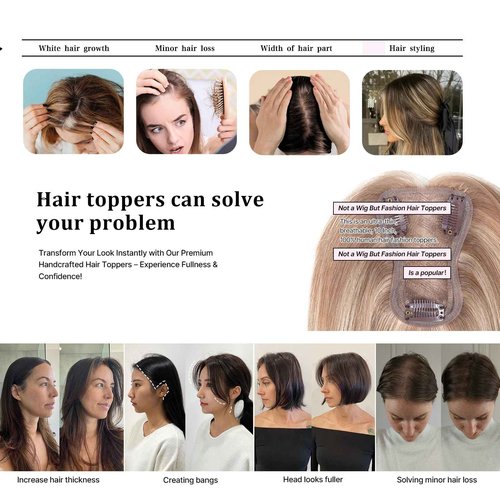 SHEIRIS Real Human Hair Topper 12 Inch Human Hair Toppers for Thinning Hair Hand-woven area 3.2"x4.3" Swiss Base Natural Hairpiece Wiglet for Women Daily Natural (#Light Gray)