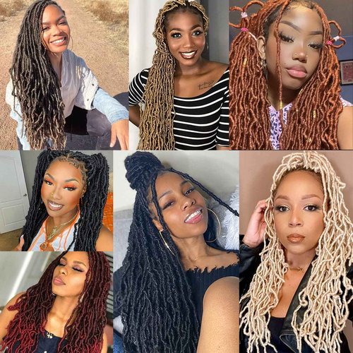 Annivia 32Inch Full Double Lace Box Braided Wigs for Black Women Faux Locs Square Knotless Wigs with Baby Hair Long Dreadlock Wig Natural Black Hand-braided Synthetic Twist Lace locs Wig Ombre Blonde