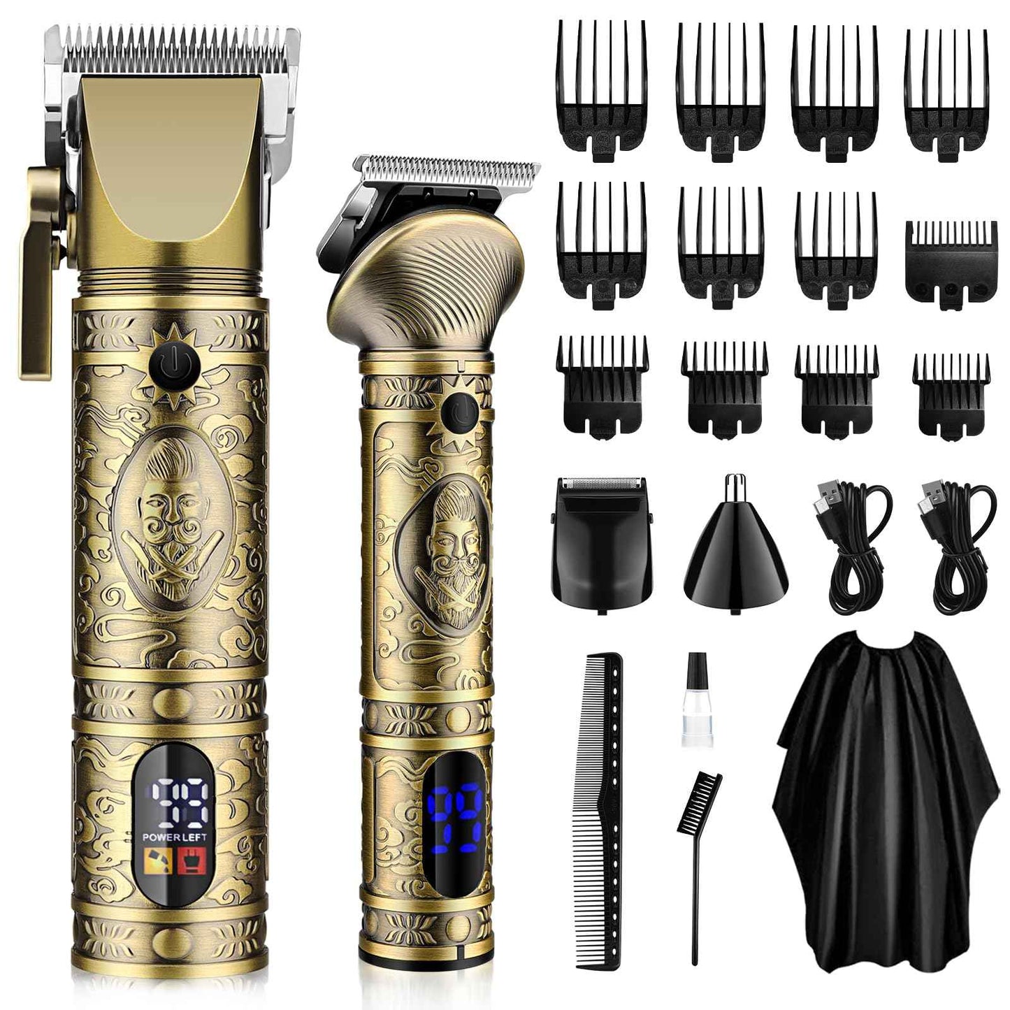 GSKY Hair Clippers for Men Professional, Cordless Clippers for Hair Cutting, Mens Hair Clippers and Trimmer Kit for Barber with LED Display