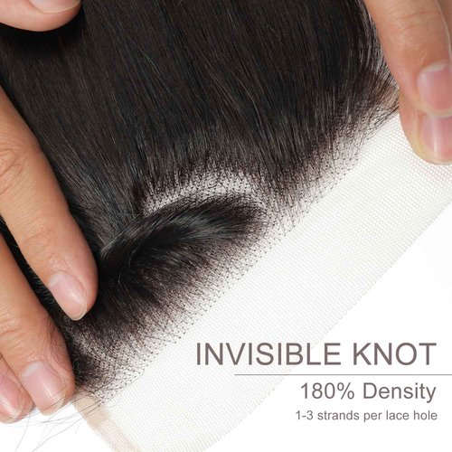 5x5 Transparent HD Lace Closure Body Wave Human Hair Pre Plucked Invisible Lace Closure Unprocessed Human Hair Invisible Knot Natural Black with Baby Hair(20Inch, Body Wave)