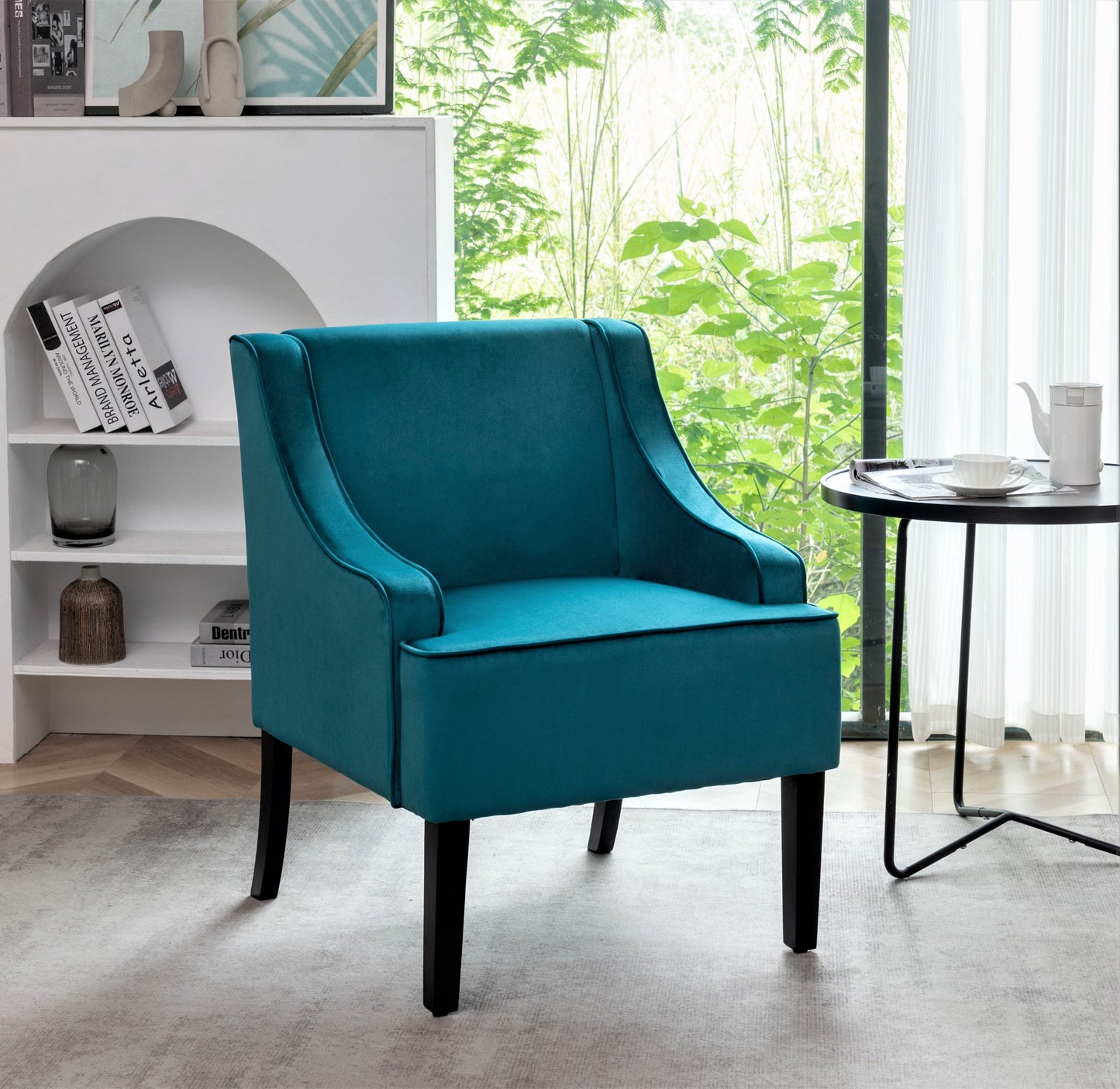 Versatile Upholstered Side Chair, Solid Wood Frame With Recessed