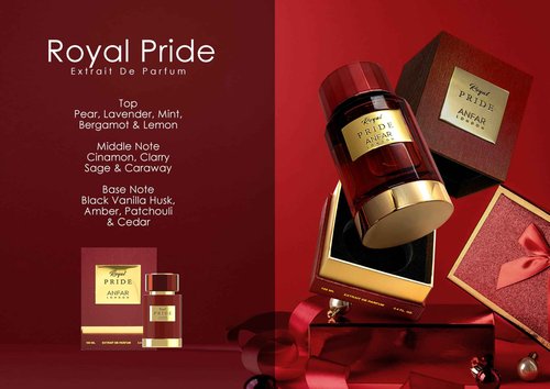 ANFAR LONDON ROYAL PRIDE Perfume Extrait de Parfum POUR HOMME, 3.4 Fl. Oz., Pear, Lavender, Mint, Bergamot, Lemon, Cinnamon, Clary Sage,FOR MEN,100ML