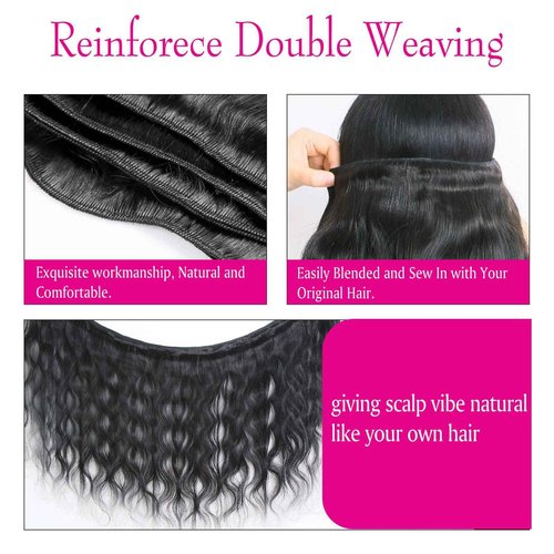 BAOHUKE 4 Bundles Human Hair Body Wave 20 22 24 26 Inch 100% Brazilian Virgin Hair Body Wave Bundles Human Hair Extensions Quick Weave Bundles Human Hair For Women Natural Black