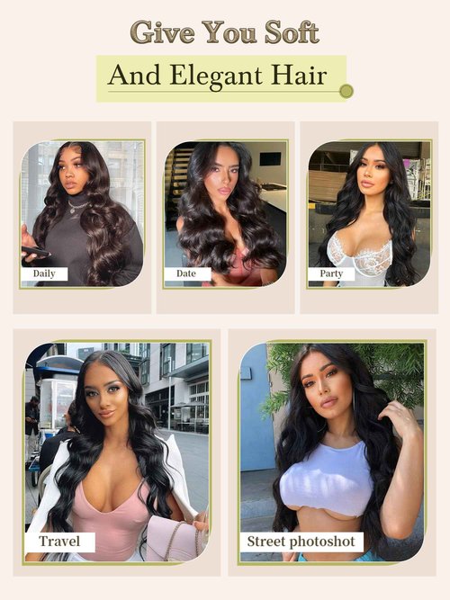 Human Hair Bundles Hair Extensions Body Wave Bundles Human Hair 14 16 18 20 Inch 100% Unprocessed Brazilian Virgin Hair Quick Weave Bundles Human Hair Natural Black